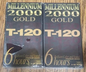 Millennium 2000 GOLD T-120 Blank VHS Tapes 6 Hours USA Sealed Lot Of 2 - Picture 1 of 2