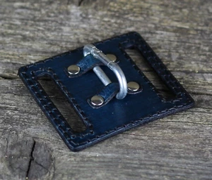Blue leather key chain, belt clip holder, handmade keyholder, belt accessories. - Picture 1 of 6