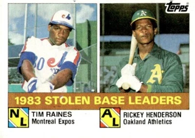 1984 Topps #134 Tim Raines/Rickey Henderson SB LDRS Expos/A's HOF - Image 1 of 2