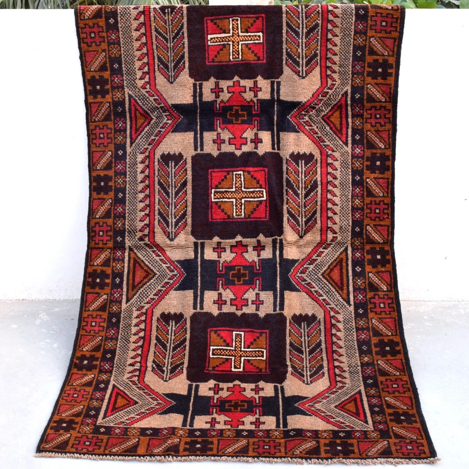 Ковер ручной работы 6x4 коричневый балуче шерстяной килим афганский овощной краситель - Изображение 1 из 4