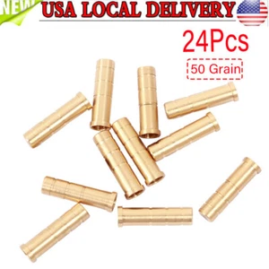 24Pcs Heavy Weight Arrow Brass Inserts Base Archery ID6.2mm Arrow Shaft 50 Grain - Picture 1 of 10