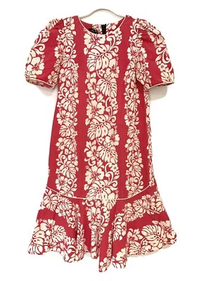 Vintage Royal Creations HAWAIIAN Red ruffle TIKI dress sz M pinup rockabilly  a — 第 1/4 张图片