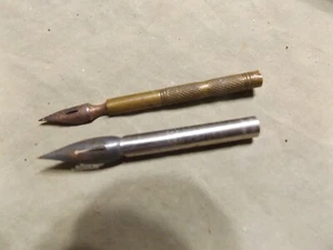 Vintage Steel & Antique Brass Crowquill Quill Ends No Wood Handle Engrossing Nib - Picture 1 of 3