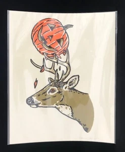 SAM LARSON ART *BUCK LANTERN* 8x10 SIGNED PRINT #432- HALLOWEEN SPOOKY PICTURE - Picture 1 of 11
