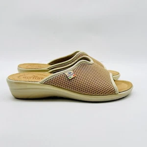 Fly Flot Shoes Womens 37 US 7 Brown Fabric Mules Casual Rubber Comfort Slides - Picture 1 of 13