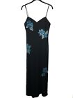 Rimini Black Long Formal Dress With Sequins Flowers Size 12