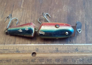 C.C. vintage B. Co Barrett Ind. Señuelo de pesca de madera PIKIE marcado 9-7-20 - Imagen 1 de 11