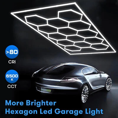 14 Hexagon LED Lighting Car Detail Garage Workshop Retail Light Honeycomb Hex - Image 1 of 4