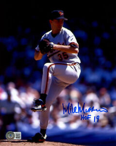 MIKE MUSSINA SIGNED AUTOGRAPHED 8x10 PHOTO +HOF 19 BALTIMORE ORIOLES BECKETT BAS