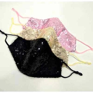 Wedding party, Prom face mask Sparkly Sequins Glam mask Bridesmaid face cover - Picture 1 of 12