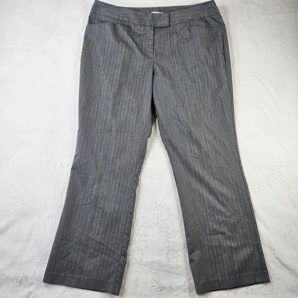 Fashion Bug Dress Pants Women Sz 18(Actual W38xL30.5)Gray Silver Stripe Wide leg - Image 1 of 4