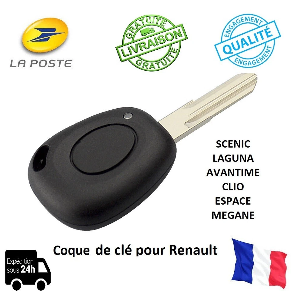 Coque Clé Plip Renault 1 Bouton – Laguna Clio Megane Scenic Sans Lame