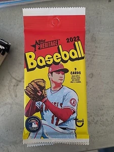 2022 Topps Heritage Baseball 9 Card Pack Ohtani On Label - Picture 1 of 1