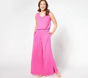 BumbleBella by Jill Martin Petite Dreamy Jersey Wide-Leg Jumpsuit Raspberry Rose - Picture 1 of 1
