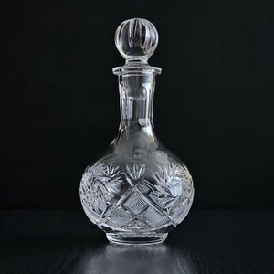 NEMAN Hand-Cut Crystal Decanter, 12 oz – Elegant Design with Stopper - Picture 1 of 7