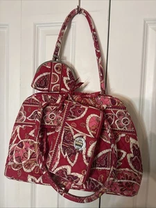 Vera Bradley Rosy Posies Bowler Beuteltasche mit Drehverschluss Geldbörse & Double Kiss Geldbörse - Bild 1 von 4