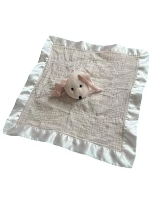 Aden Anais Muslim Lovey Security Blanket Pink Bunny Plush Satin Trim 16x16” - Image 1 of 4