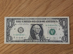 RARE-ERROR DC  2013 B Duplicate $1 Star Note Serial # B 05858456* - Picture 1 of 5