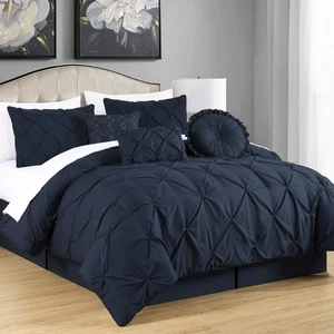 Chezmoi Collection Sydney 7-Piece Pinch Pleat Microfiber Comforter Bedding Set - Picture 1 of 38