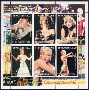 Turkmenistan 1998 Marilyn Monroe Sheetlet (6) PERFORATED MNH YT.# 83/88 - Picture 1 of 1