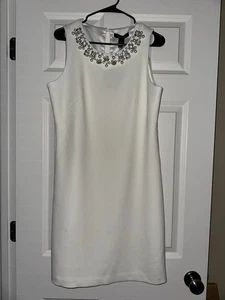 Vestido sin mangas WHBM White House Market marfil estrás perla para mujer talla 10 - Imagen 1 de 7