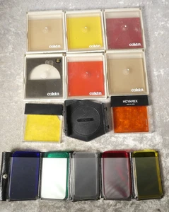 Bundle of Large Perspex Cokin Hoyarex Colour Camera Lens Filters +Mount - Picture 1 of 12