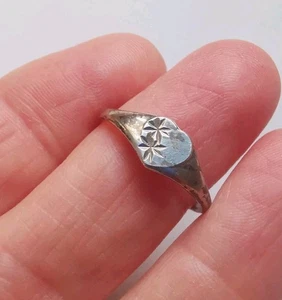 Sterling Silber Vintage Liebe Herz Siegelring, Größe M. R26M - Bild 1 von 3