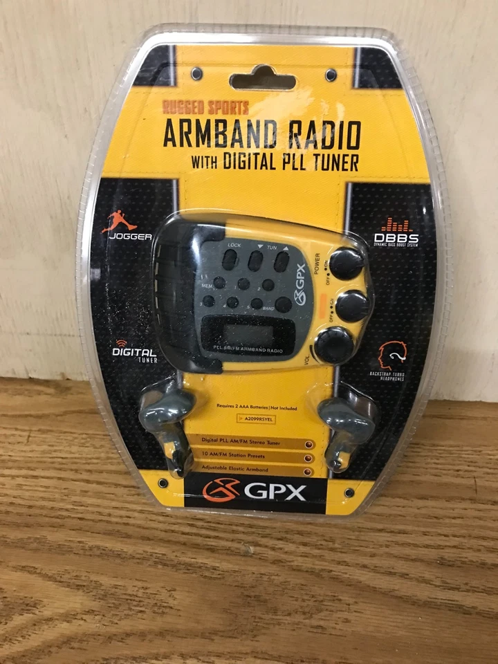 GPX Rugged Sports AM/FM Armband Radio Headphones Running A2098RSYEL Yellow - Image 1 of 4