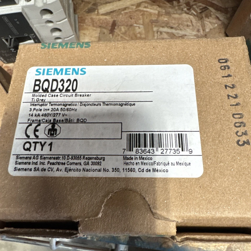 BQD320 BQD 3 Pole 20Amp 480Volt Bolt-On NEW IN BOX ITE Siemens Circuit Breaker - Image 1 of 1