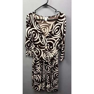 Jessica London Faux Wrap Dress Womens size 14W Brown Tan Stretch Bold Career - Image 1 of 4