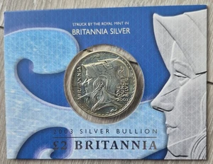 2003 Fine Silver Britannia Coin 1oz £2 Bullion Royal Mint Pack - Picture 1 of 4