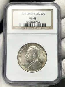 1936 Lynchburg 50C Classic Commemorative Half Dollar NGC MS65 Silver Coin - Picture 1 of 5