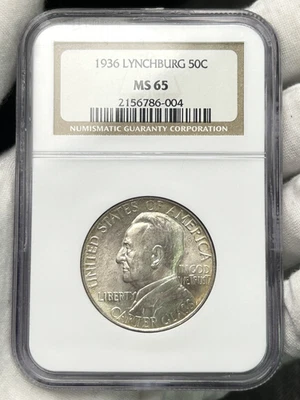 1936 Lynchburg 50C Classic Commemorative Half Dollar NGC MS65 Silver Coin - Image 1 of 4