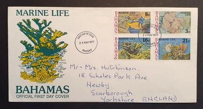 Bahamas Stamps 1977 Rare Marine Life First Day Cover to UK (w) - Image 1 of 2