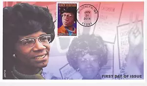 JVC CACHETS - 2014 CUBIERTA SHIRLEY CHISHOLM PRIMER DÍA FDC NEGRA HERENCIA TÓPICA 3 - Imagen 1 de 1