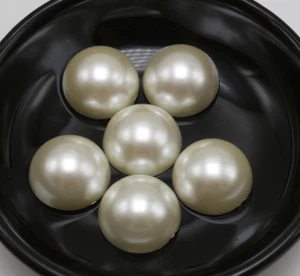 25 Ivory FlatBack Acrylic Half Pearl Bead 20mm Flat Back Scrapbook - Picture 1 of 5