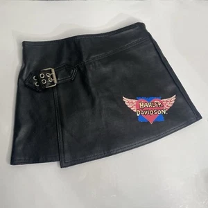 Harley-Davidson girls faux leather Skirt Size 4 Motorcycle Biker Heart Wing logo - Picture 1 of 14