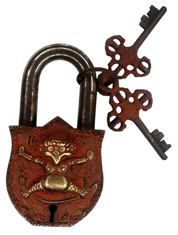 Tibetan Garuda shape Door Lock Antique Repro Handmade Brass Padlock Home Décor Cover