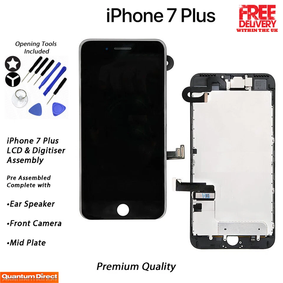 iPhone 7 Plus Retina LCD Digitiser Touch Screen Full Assembly w/Parts BLACK - Image 1 of 4