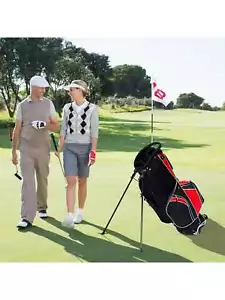 Costway Golf Stand Cart Bag Club w/6 Way Divider Carry Organizer Pockets Storage - Picture 1 of 11