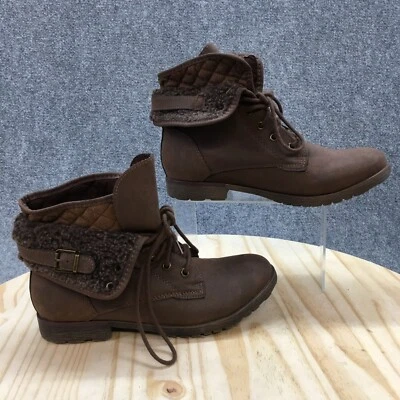 Botas Rock And Candy para mujer 9 pintura en aerosol botín marrón imitación cuero con cordones Foto 1 de 4