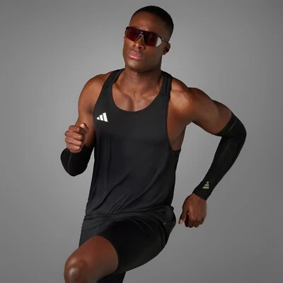 adidas Adizero Essentials Mens Running Vest Tank Breathable AEROREADY Black - Image 1 of 4
