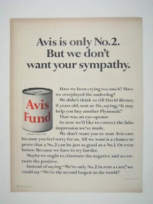 Avis 1966 Vintage Print Ad We Dont Want Your Sympathy Car Rental MOD Auto - Image 1 of 2