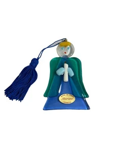Vintage Murano Angel Ornament Christmas Italy Art Glass Blue Green - Picture 1 of 7