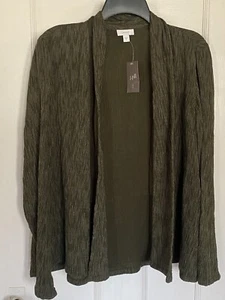 *NWT* J.Jill Pure Jill Open Front Cardigan Peatmoss Green 100% Cotton Medium - Picture 1 of 4