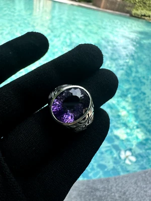 Men’s Purple Amethyst Ring 925 Sterling Silver Jewellery February Birthstone - Image 1 of 4