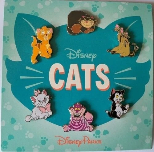 Juego de 6 prendedores de inicio de gatos parques de Disney prendedores comerciales nuevos en tarjeta original Foto 1 de 1