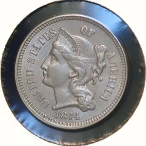 1874 Three Cent Nickel / 3 Cent Nickel - Gem BU / MS / UNC - Picture 1 of 2