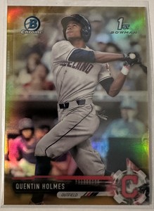 Quentin Holmes 2017 Bowman Chrome Draft BDC-118 Gold Refractor #’d/50 Indians