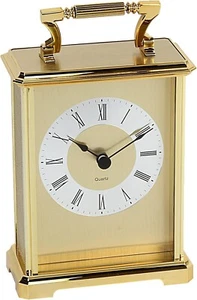 Gold Carriage Clock Aluminium Case Roman Numerals Battery Powered Wm Widdop - Picture 1 of 1